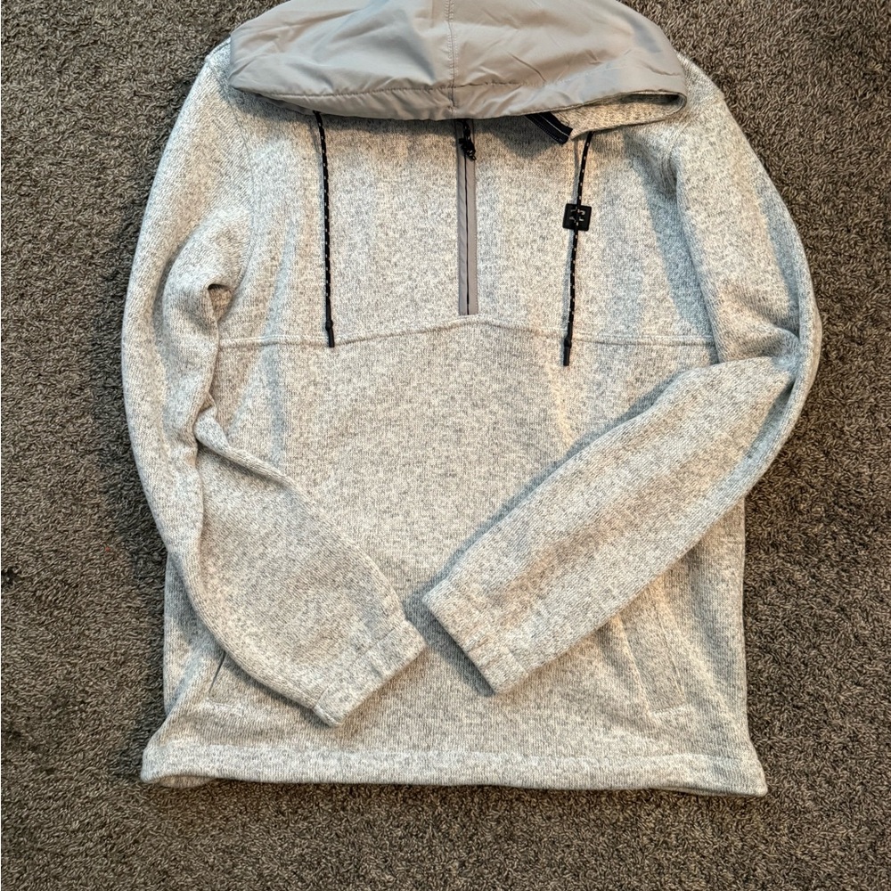 Billabong Men's Light Gray Zip Up Sweater